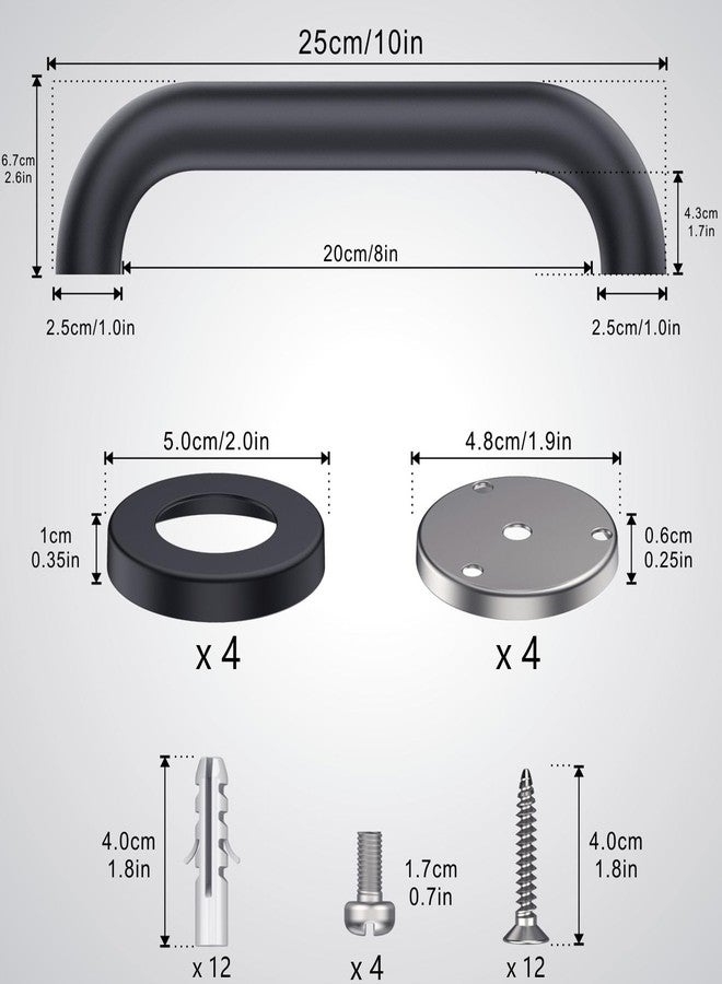 MAICOBI 12 Inch Shower Grab Bars, 2 Pack - Anti-Slip Stainless Steel Bathroom Safety Handles for Elderly & Handicap, 304 Steel, Black, Knurled Grip（Black 12in-2-Sets） - Image 3
