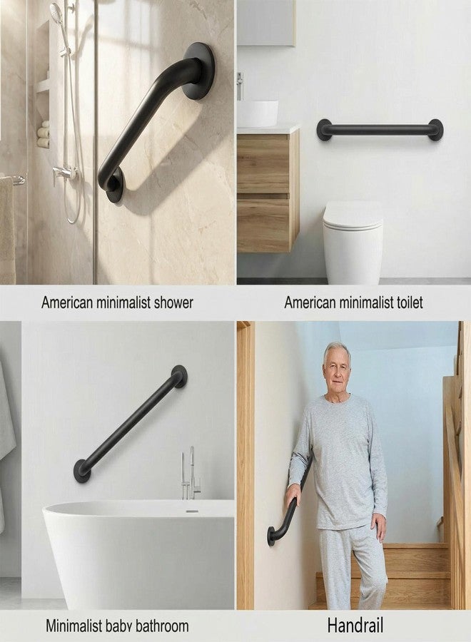 MAICOBI 12 Inch Shower Grab Bars, 2 Pack - Anti-Slip Stainless Steel Bathroom Safety Handles for Elderly & Handicap, 304 Steel, Black, Knurled Grip（Black 12in-2-Sets） - Image 4