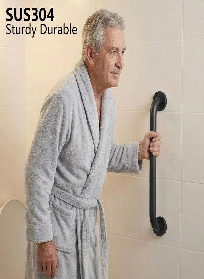 MAICOBI 12 Inch Shower Grab Bars, 2 Pack - Anti-Slip Stainless Steel Bathroom Safety Handles for Elderly & Handicap, 304 Steel, Black, Knurled Grip（Black 12in-2-Sets） - Image 5