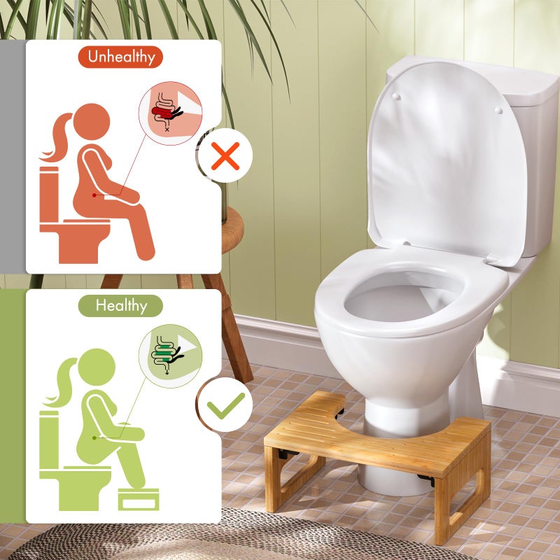 AmazerBath 7 Inches Bamboo Toilet Stool Squat for Adults, Collapsible Poop Stool for Bathroom, Potty Step Stool with Non-Slip Strip, Improve Bathroom Posture and Comfort, Natural Color - Image 3
