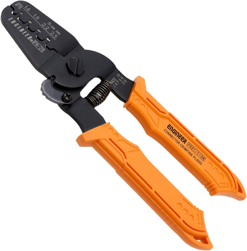 ENGINEER PA-21 Open-Barrel Crimping Pliers for Molex Mini-Fit Jr. and Long Wing Insulation Barrels - 175 mm, Orange - Image 1