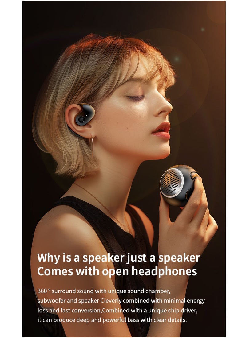Generic - Open Ear TWS Headphones with Ear hook, Portable Mini Speaker 3D Ball Charging Case Clear Stereo Sound Built-in Mic,Wireless Headset Earbuds Workout Sports Fitness Bluetooth Earphones (Lavender Purple) - Image 1