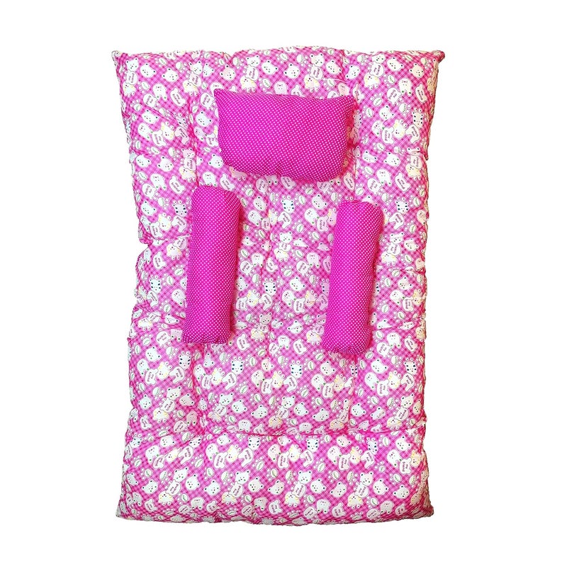 Kid's Charm Kids Charm Baby Sleeping Bed TeddyMini Portable 2 in 1 for 0 to 4 Months New Born Baby Baby Sleeping Bed Cotton PillowPink - Image 1