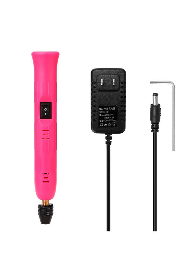 NIBEMINENT Mini Universal Triangle Chuck Electric Grinder Rose Red 18 x 4 5.5cm 
