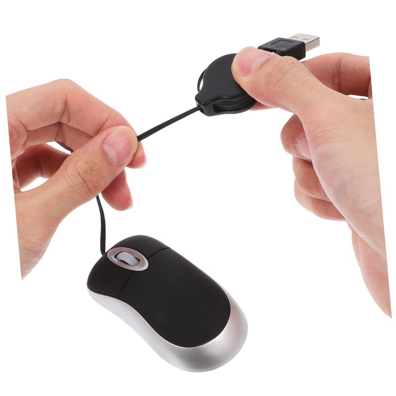 ماوس سلكي USB قابل للسحب بصري محمول للكمبيوتر المحمول وسطح المكتب قبضة مريحة لليد اليمنى واليسرى - Image 4