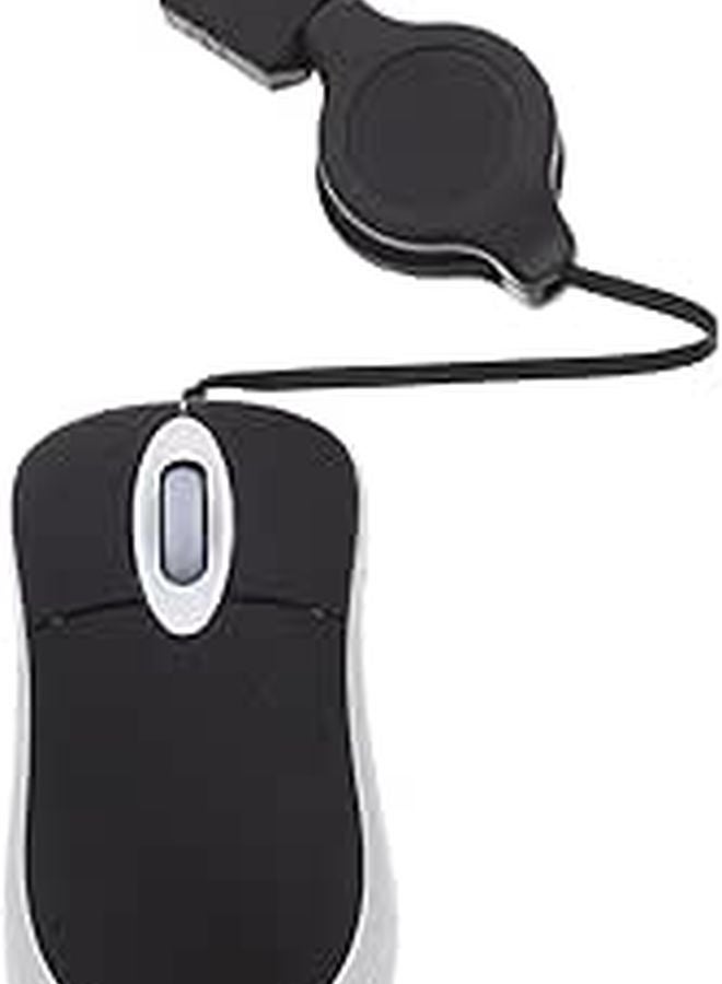 ماوس سلكي USB قابل للسحب بصري محمول للكمبيوتر المحمول وسطح المكتب قبضة مريحة لليد اليمنى واليسرى - Image 1