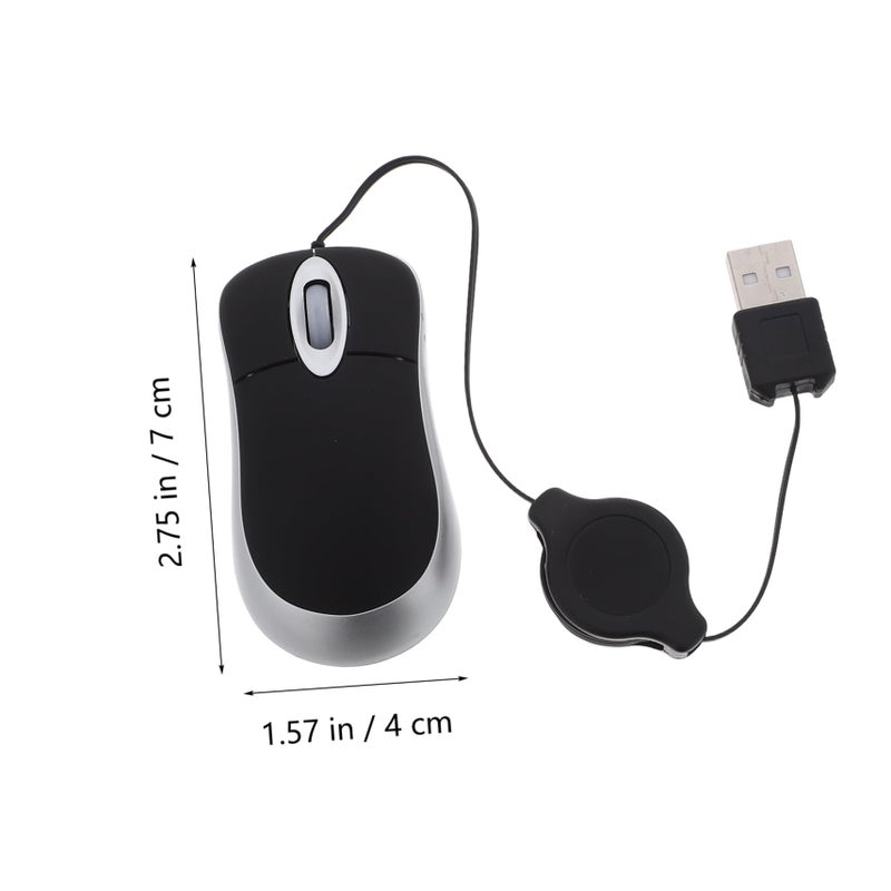 ماوس سلكي USB قابل للسحب بصري محمول للكمبيوتر المحمول وسطح المكتب قبضة مريحة لليد اليمنى واليسرى - Image 3