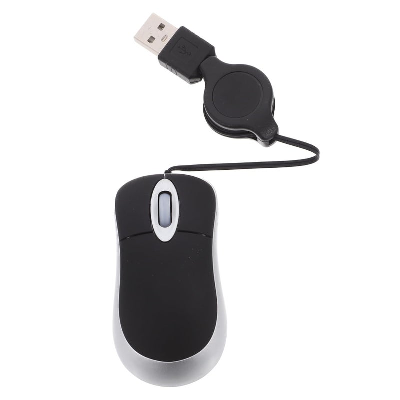 ماوس سلكي USB قابل للسحب بصري محمول للكمبيوتر المحمول وسطح المكتب قبضة مريحة لليد اليمنى واليسرى - Image 2