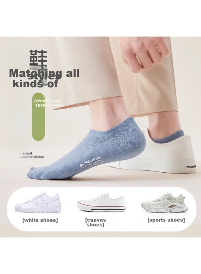 Madallo Modaier 7 Pairs [100% Cotton] Men's Socks, Invisible Socks, Solid Color Cotton Socks, Men's Short Socks, Non-slip Heel Boat Socks - Image 2