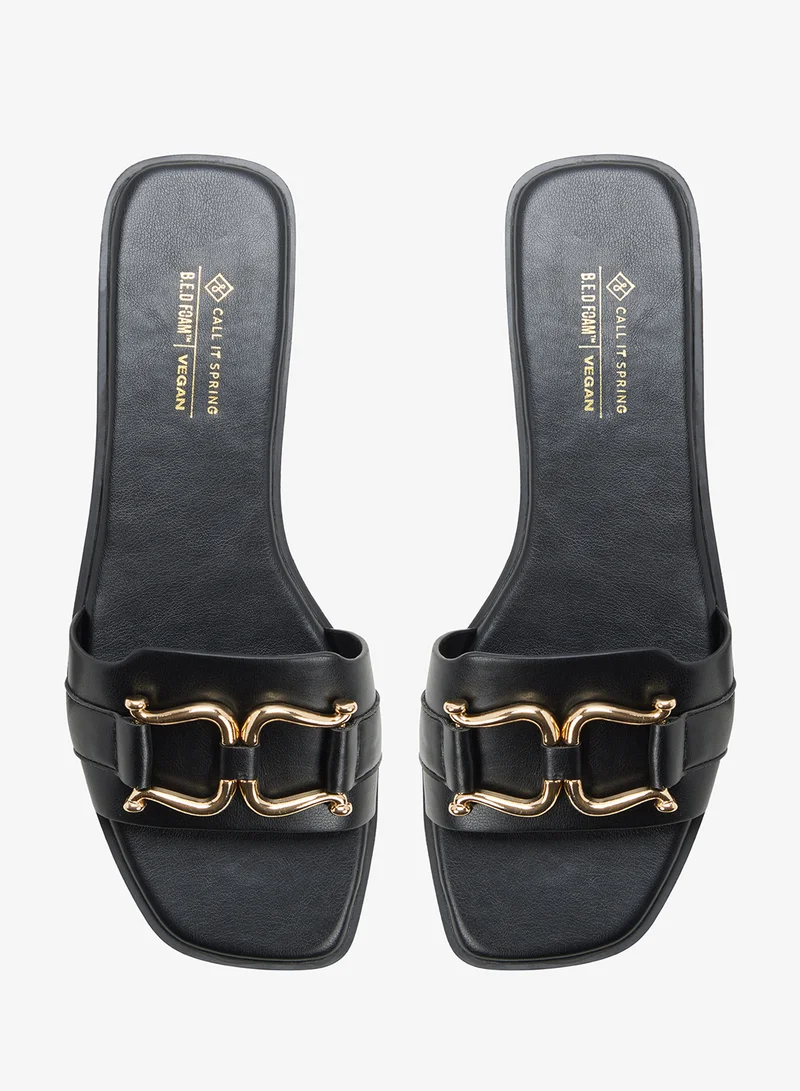 Call it Spring BLACK Missyy Flat Sandals for Women | Best Price UAE