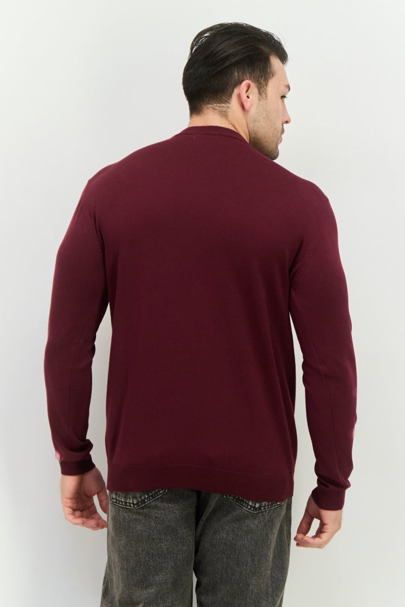Sorbino سويت شيرت رجالي بأكمام طويلة و ياقة دائرية محبوك، بورغندي - Image 3