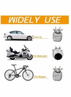Y&D Car Wheel Tire Valve, E 4 Pieces Handmade Crown Crystal Rhinestone Stem Air Caps Cover, Attractive Dustproof Bling Accessories, Universal for Most Vehicles-Crown Crown-White  - Image 4