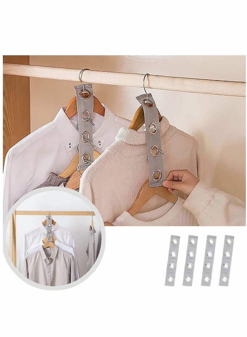 SYOSI Closet Hanger Extender Hooks, Connector, Space Save, Magic Hanger, Extension Connection, Clothing Rack Band Cascading Hanger 4 PCS (Gray) - Image 1