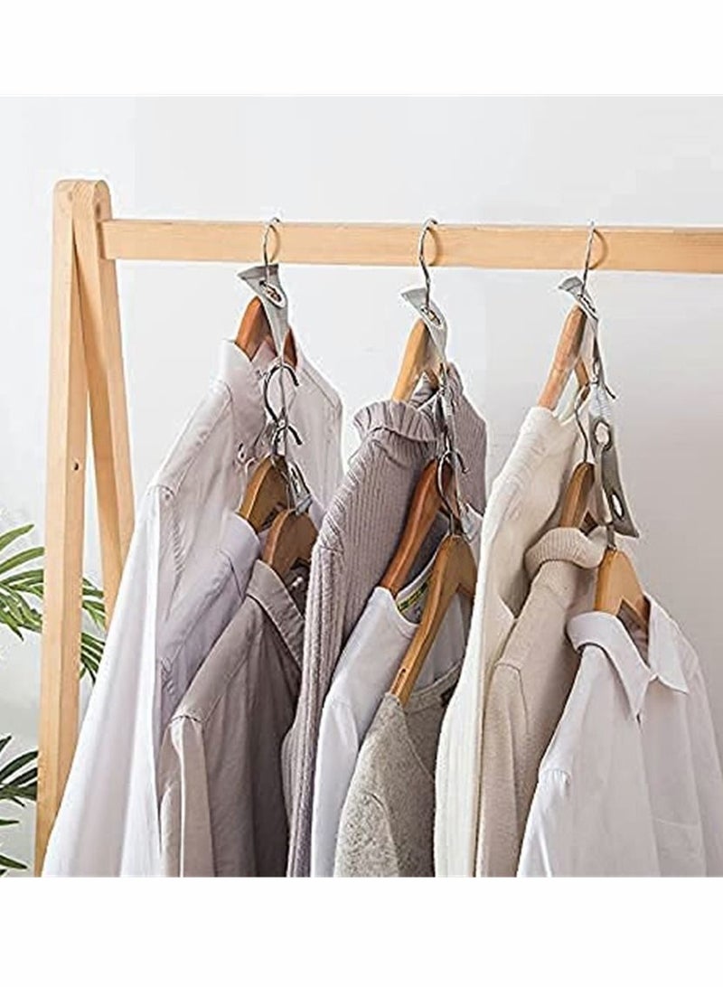SYOSI Closet Hanger Extender Hooks, Connector, Space Save, Magic Hanger, Extension Connection, Clothing Rack Band Cascading Hanger 4 PCS (Gray) - Image 2