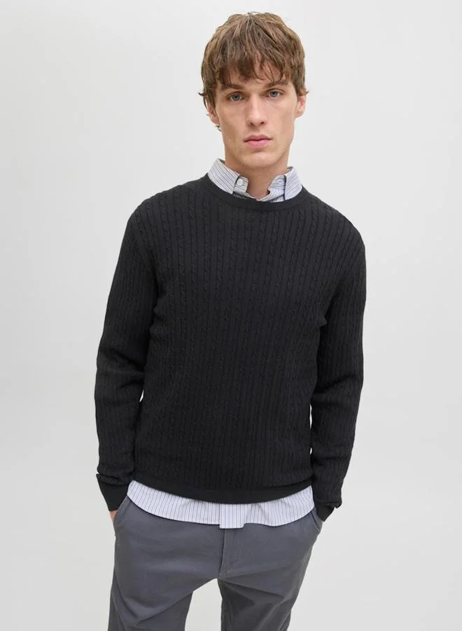 JACK & JONES Jack and Jones JJEEMIL Textured Cable Knit Sweater