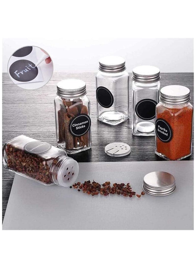 BLOOMING TIME 24 Pcs Glass Spice Jars, 120ml Empty Square Spice Containers with Spice Labels, Shaker Lids and Airtight Metal Caps, Silicone Collapsible Funnel, SpongeBrush Included  - Image 2
