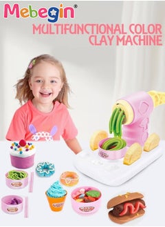MEBEGIN 33PCS Kids Noodle Machine Dough Kit, Color Dough Kitchen Creations Set, Fun Safe Playdough Sets, Spaghetti/Pasta/Ice Cream Maker Machine Modelling Clay Mould with Roller/Tableware Set, Creative Play Kitchen Creations Tools  - Image 3