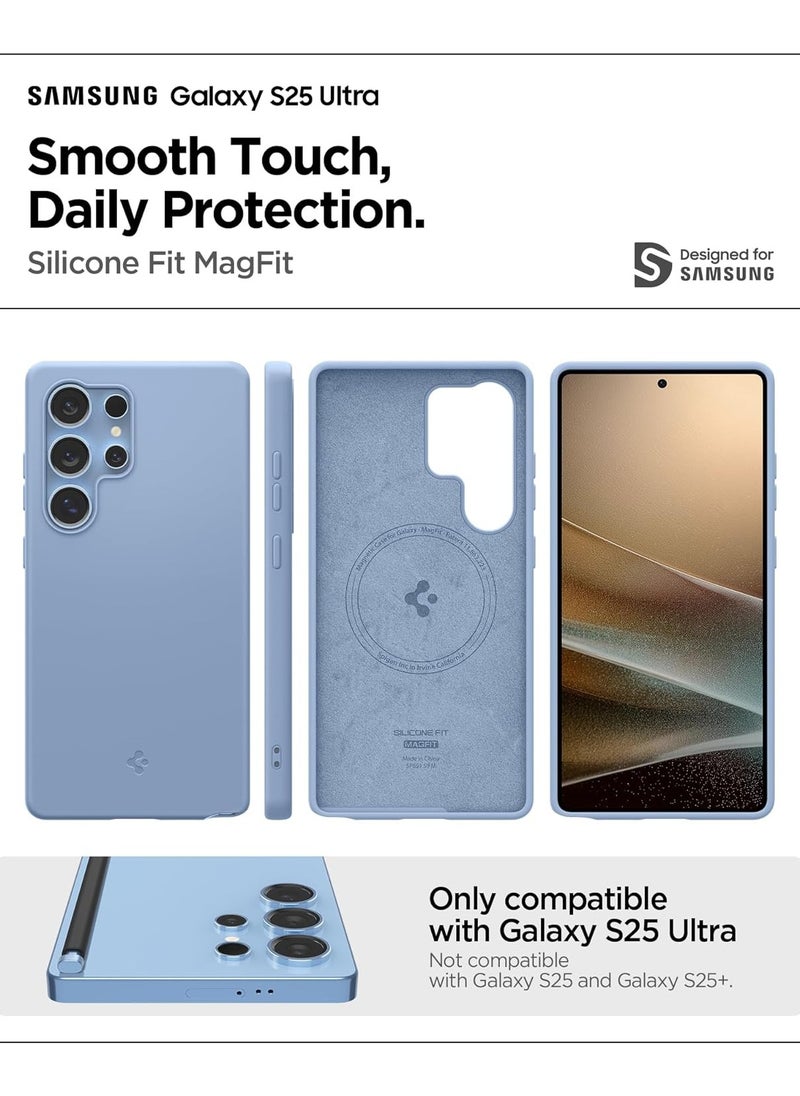 Spigen Silicone Fit MagFit for Samsung Galaxy S25 ULTRA Case Cover [Qi2 Certified / Magnet for Galaxy] (2025) - Sapphire Blue  - Image 2