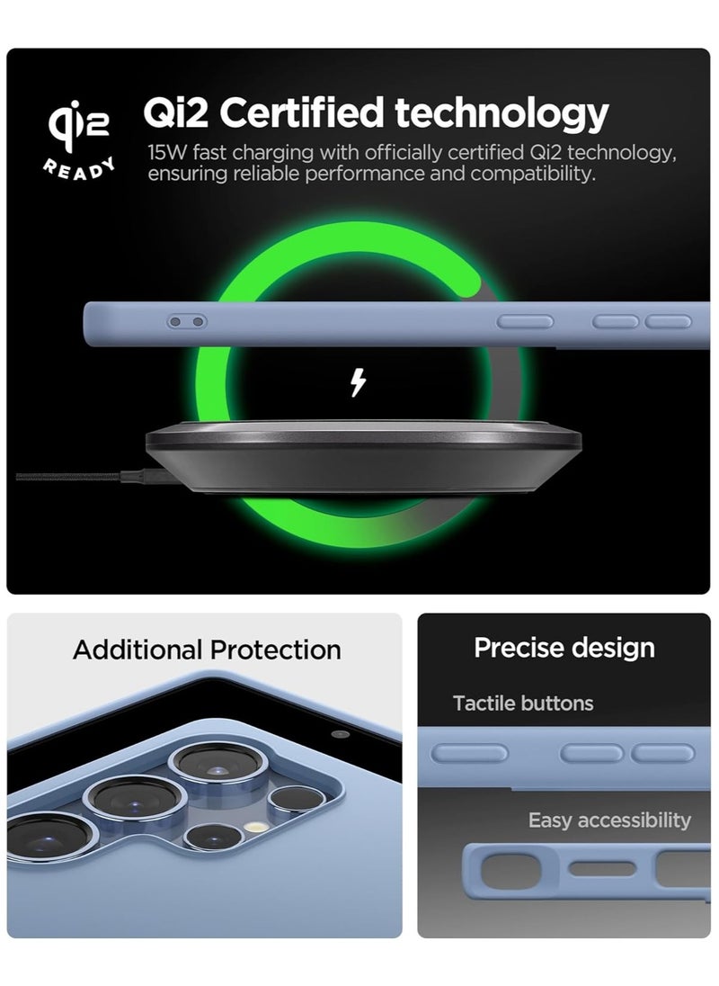 Spigen Silicone Fit MagFit for Samsung Galaxy S25 ULTRA Case Cover [Qi2 Certified / Magnet for Galaxy] (2025) - Sapphire Blue  - Image 3