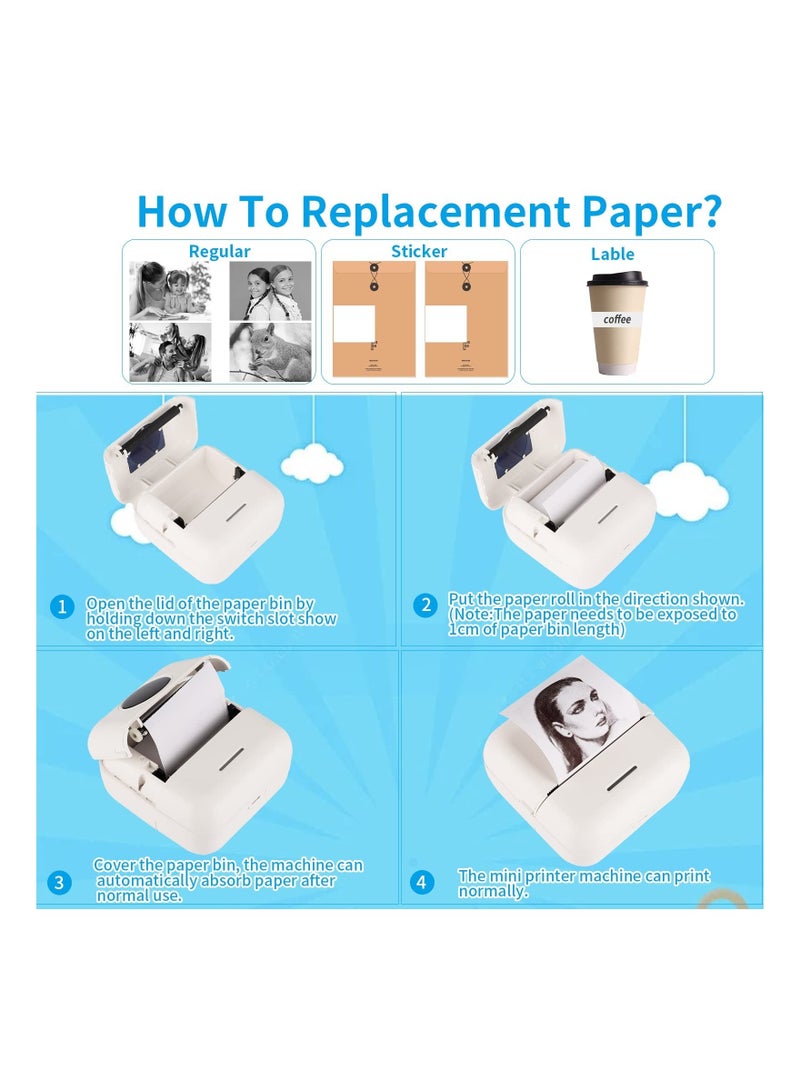 Captaintech Mini Sticker Printer, Portable Printer with Sticker, Bluetooth Smart Pocket Inkless Printer, Wireless Printer, with 10 Rolls Thermal Paper and Sticker, Receipt Printer for Photo Journal Notes Memo - Image 2
