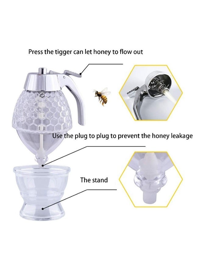 زجاجة عسل مع نوع ضغط إبداعي، زجاجة صلصة بلاستيكية محكمة الإغلاق، جرة نوع قمع، وعاء شراب مع قاعدة. - Image 5