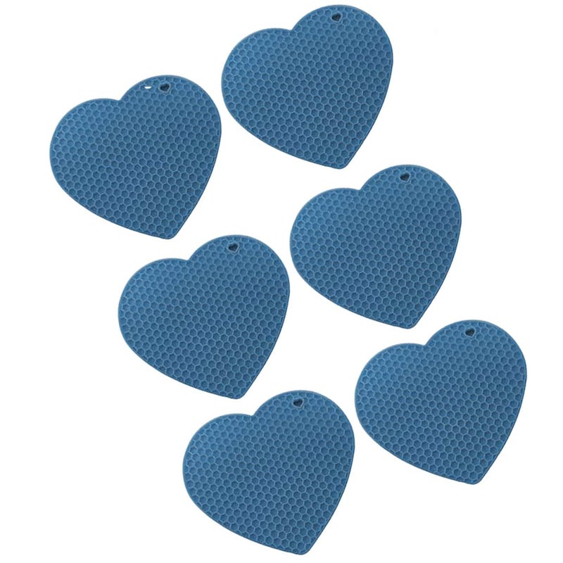 Ramkuwar Heart Silicone Trivet Mats Hot Pads Spoon Rest Multipurpose Trivet for Hot Dishers Heat Resistant Food Grade Silicone Set of 6 - Image 1