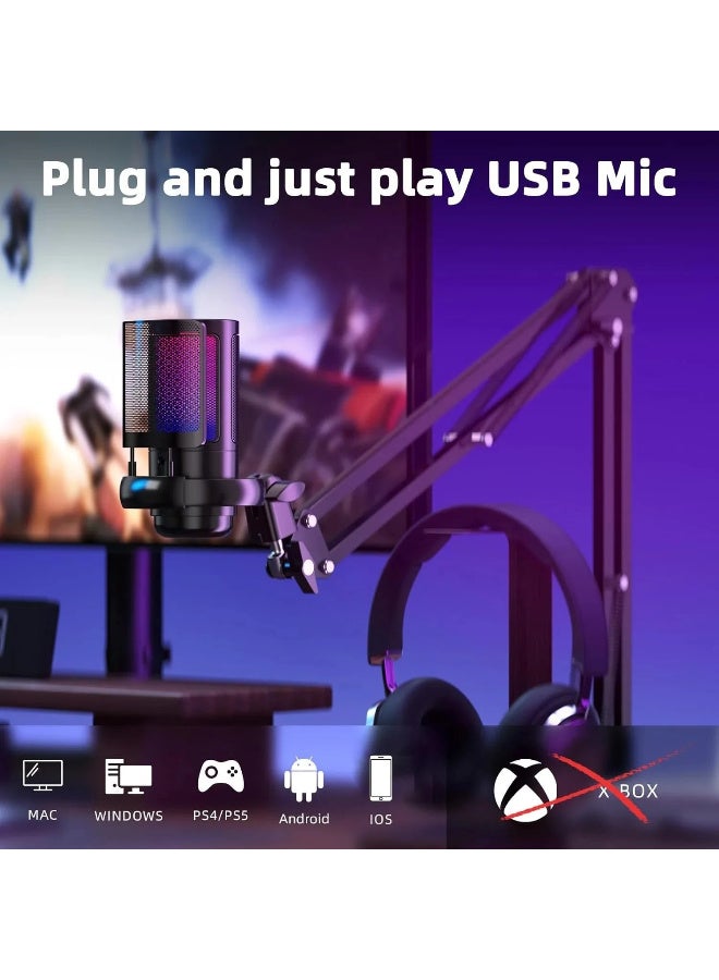 مجموعة ميكروفون ألعاب ZFSZ ME6S RGB USB، ميكروفون مكثف احترافي للكمبيوتر الشخصي مع حاملين - Image 5