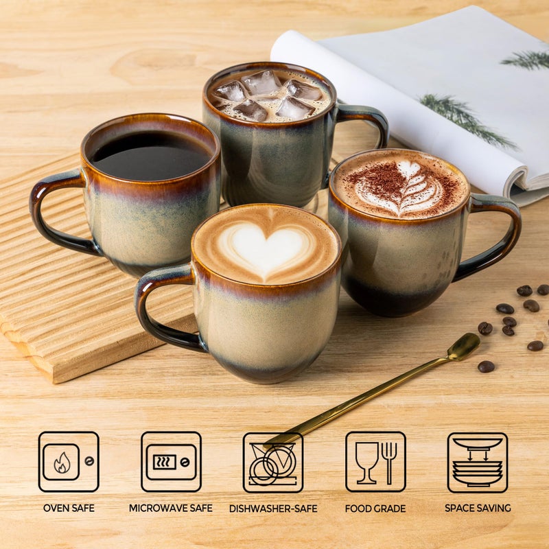 theterra Ceramic Coffee Mugs Set of 6, 12oz Handmade Coffee Cups with Handle for Latte, Tea, Milk, Beer, Hot Cocoa, Coca Mocha - Image 4