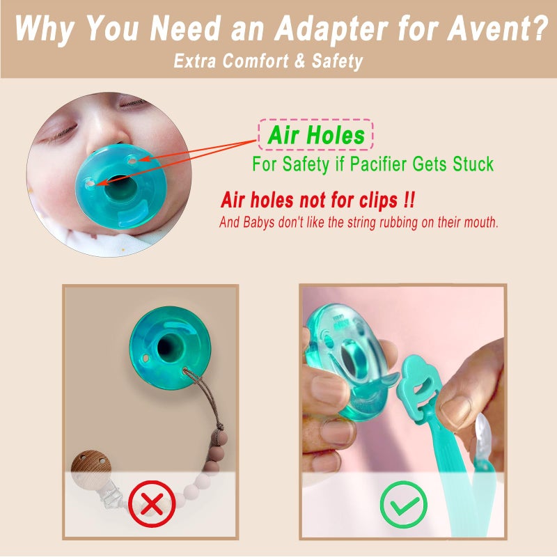 Qunland Silicone Pacifier Clip with Adapter Ring for Philips Avent Soothie, 2 Pack One-Piece Soft Binky Clips Holder for Baby Girls Boys, Anti-Loss Paci Clips for Baby Shower Newborn Essentials,Pink Purple - Image 4