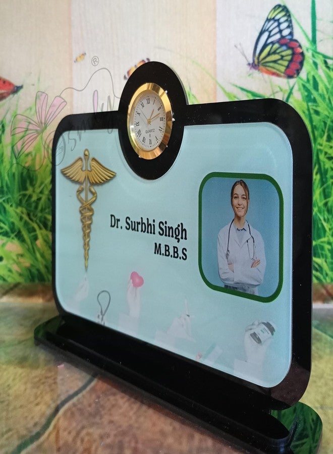 OSMLY OMSLY Acrylic Double Layer Name Plate with Clock for, Doctor, Advocate, Dentist, Lawyers CA - Image 2
