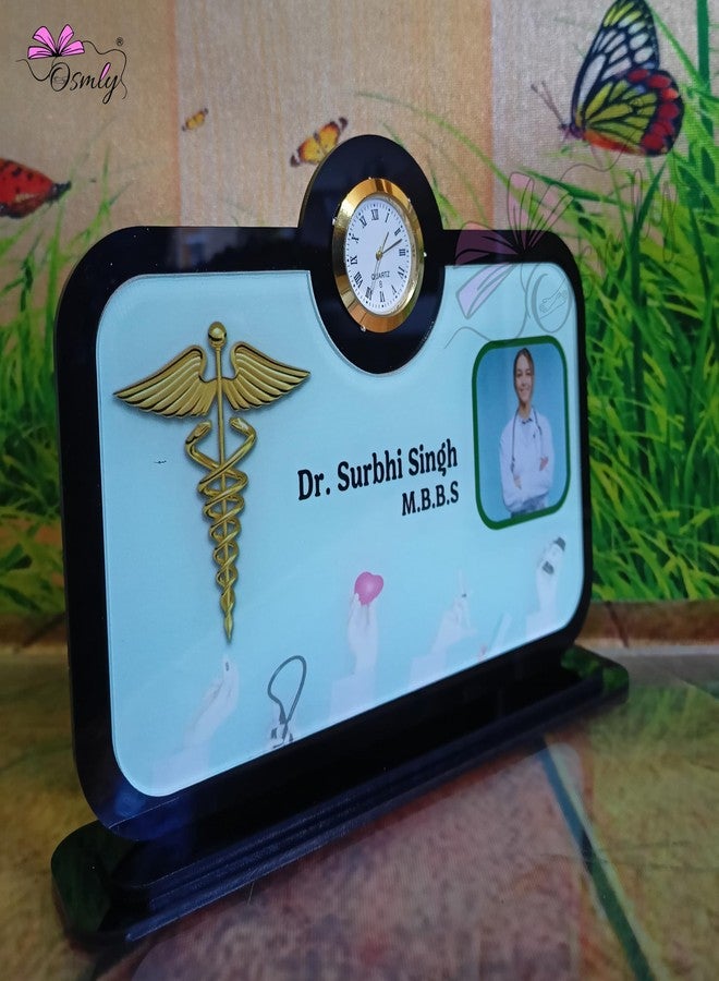 OSMLY OMSLY Acrylic Double Layer Name Plate with Clock for, Doctor, Advocate, Dentist, Lawyers CA - Image 3