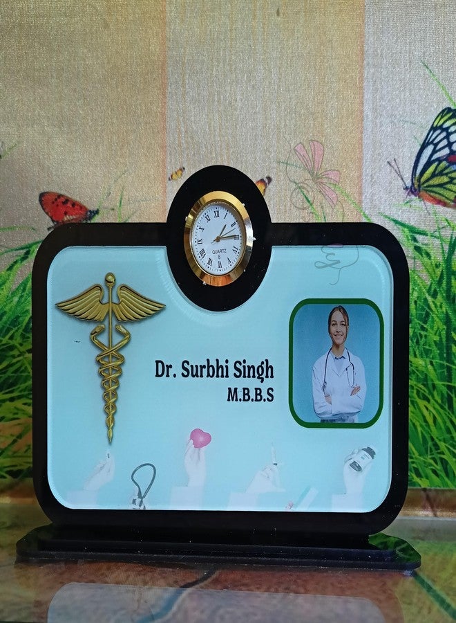 OSMLY OMSLY Acrylic Double Layer Name Plate with Clock for, Doctor, Advocate, Dentist, Lawyers CA - Image 1