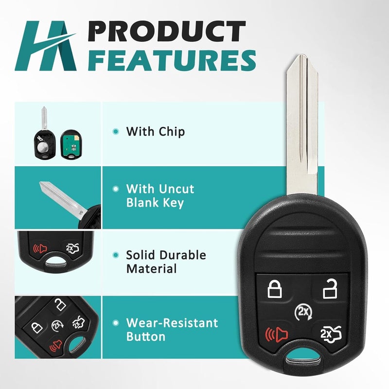 HelloAuto Keyless Entry Remote Key Fob for Ford Vehicles - Image 2