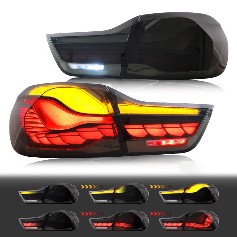 VLAND LED Tail Lights Compatible with 4series BMW GTS F32 F33 F36 F82 F83 20142020 SedanConvertibleCoupe wSequential wDynamic Animation Dragon Scale Smoke