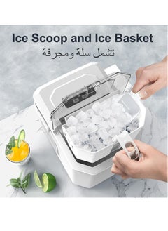 نيوب آلة الجليد المحمولة، صانع الجليد الأوتوماتيكي المنزلي الصغير، آلة صنع الجليد مع وظيفة التنظيف الذاتي، تشمل السلة والملعقة  - Image 3