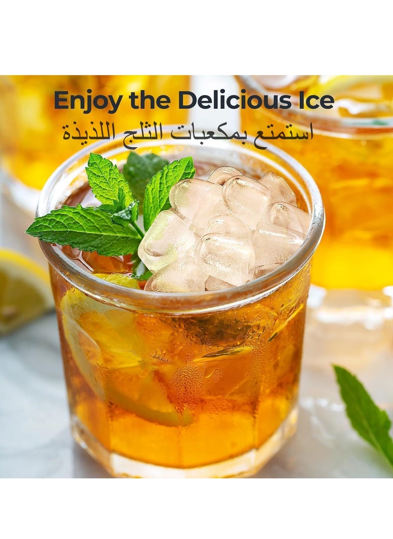 نيوب آلة الجليد المحمولة، صانع الجليد الأوتوماتيكي المنزلي الصغير، آلة صنع الجليد مع وظيفة التنظيف الذاتي، تشمل السلة والملعقة  - Image 4