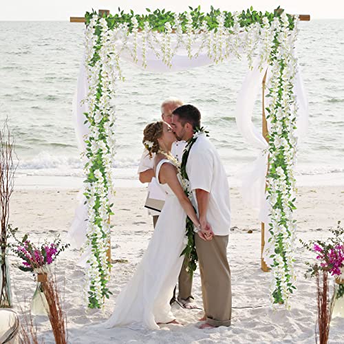 U'Artlines 5Pcs 7.2 Ft/Piece Artificial Wisteria Garland Silk Fake White Wisteria Flowers Hanging Greenery Vines Garlands Rattan for Home Garden Wedding Arch Party Indoor Outdoor Decor - Image 2