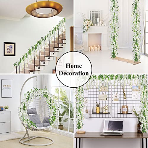 U'Artlines 5Pcs 7.2 Ft/Piece Artificial Wisteria Garland Silk Fake White Wisteria Flowers Hanging Greenery Vines Garlands Rattan for Home Garden Wedding Arch Party Indoor Outdoor Decor - Image 5