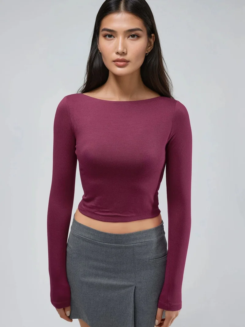 Busem BUSEM Slim Fit Cropped Blouse with Back Cut-Out