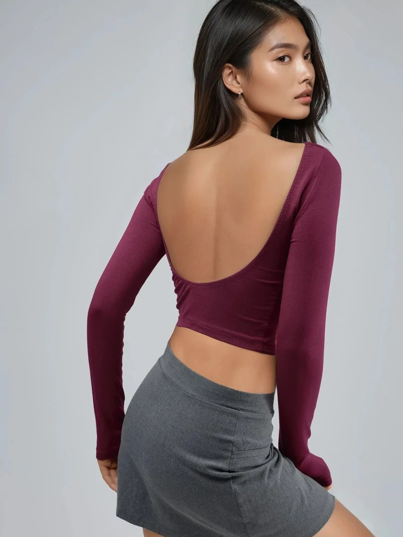 Busem BUSEM Slim Fit Cropped Blouse with Back Cut-Out