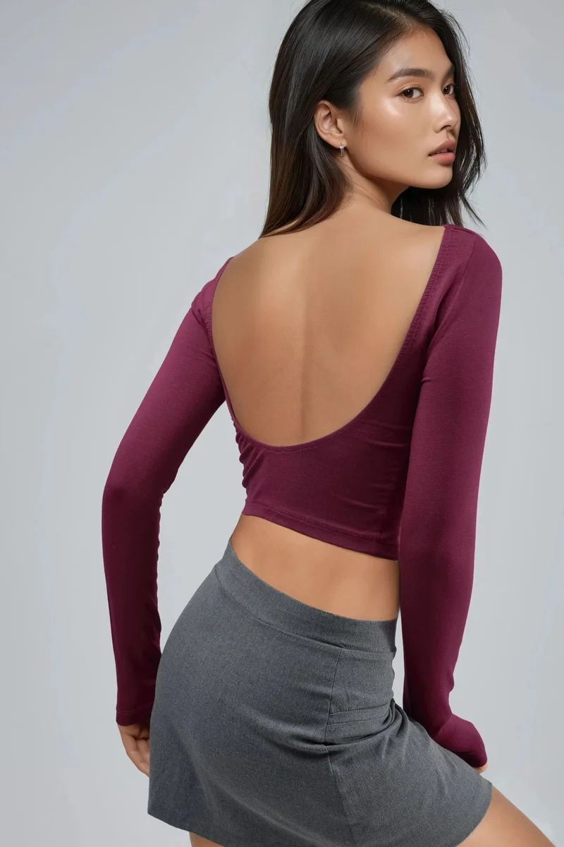 Busem BUSEM Slim Fit Cropped Blouse with Back Cut-Out