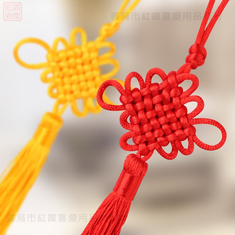 Chinese Knot Small Tassel Pendant Red Mini Chinese Bow Lanyard Tassel Safe Six-Plate Small Chinese Knot - Image 2