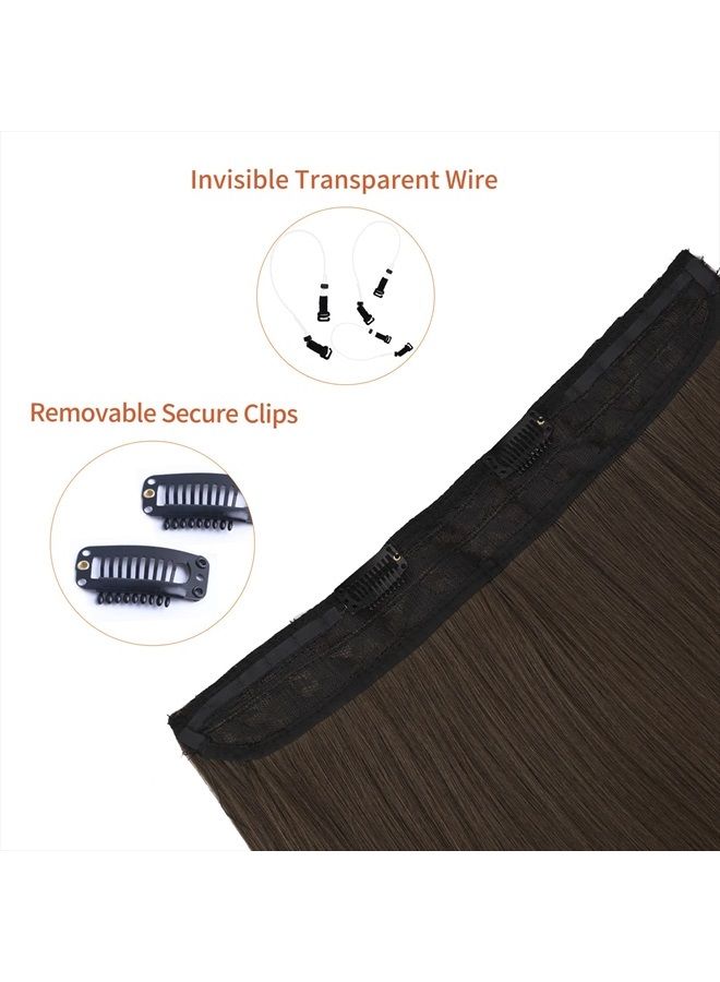 REECHO Invisible Wire Hair Extensions with Transparent Headband Adjustable Size Removable Secure Clips in Straight Secret Hairpiece for Women (18 Inch (Pack of 1), Medium Ash Brown) - Image 2