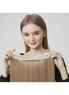 REECHO Invisible Wire Hair Extensions with Transparent Headband Adjustable Size Removable Secure Clips in Straight Secret Hairpiece for Women (18 Inch (Pack of 1), Medium Ash Brown)  - Image 4