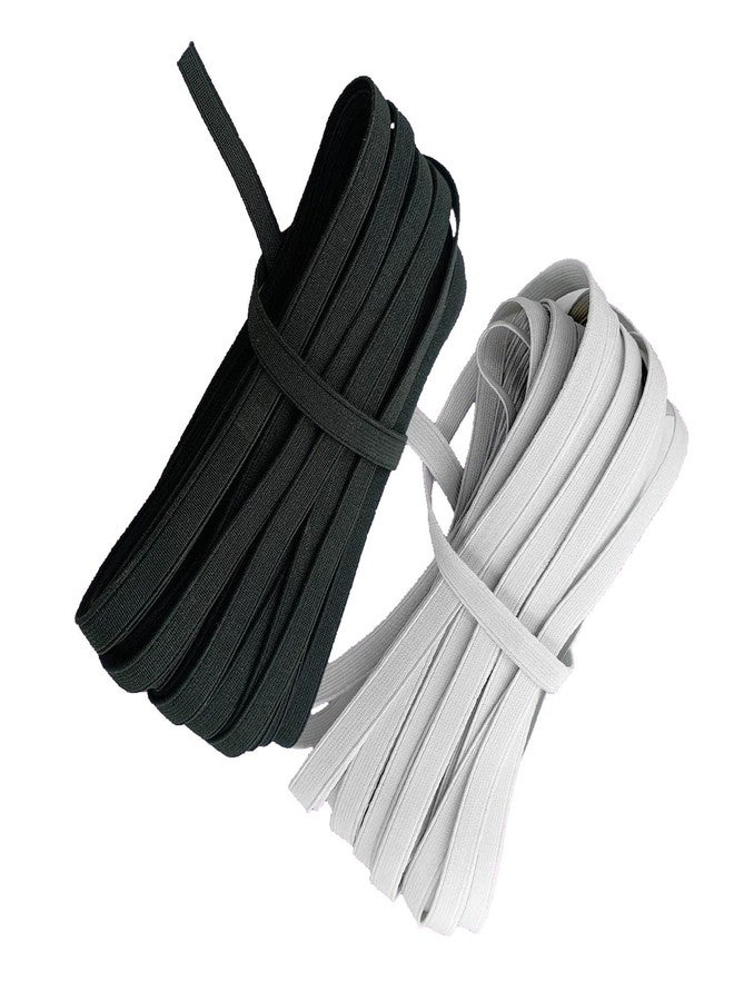 Aakriti 15mm Polyester Elastic Band – 10 Meter White & 10 Meter Black Roll for Sewing, Stitching, Tailoring, Pants, DIY Crafts & Mask Making - Image 1