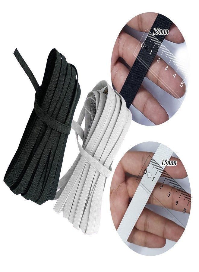 Aakriti 15mm Polyester Elastic Band – 10 Meter White & 10 Meter Black Roll for Sewing, Stitching, Tailoring, Pants, DIY Crafts & Mask Making - Image 2