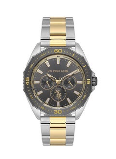 U.S. Polo Assn. Crossing Men’s 43mm Watch with Gun Metal Dial, Chronograph & Two-Tone Gold Silver Band, Bold Statement Design