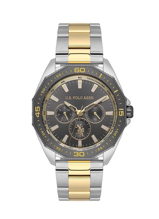 U.S. Polo Assn. - U.S. Polo Assn. Crossing Men’s 43mm Watch with Gun Metal Dial, Chronograph & Two-Tone Gold Silver Band, Bold Statement Design - Image 1