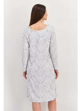 Carole Hochman Women Allover Print Full Sleeves Sleepwear Dress, Grey  - Image 3