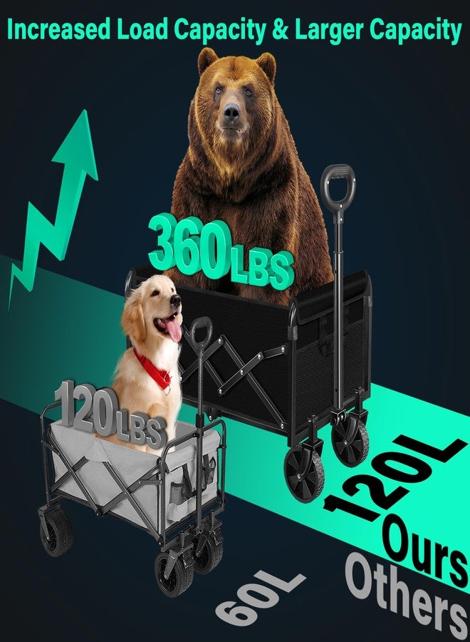 Kovryx Collapsible Wagon Cart with Wheels Foldable: 360LBS Heavy Duty Folding Utility Wagon - Portable All Terrain Grocery Wagon Cart for Groceries Shopping Outdoor Camping Fishing Sports - Image 5